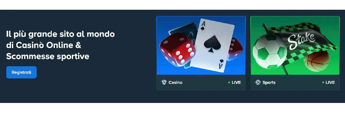 Interfaccia di Stake Casino